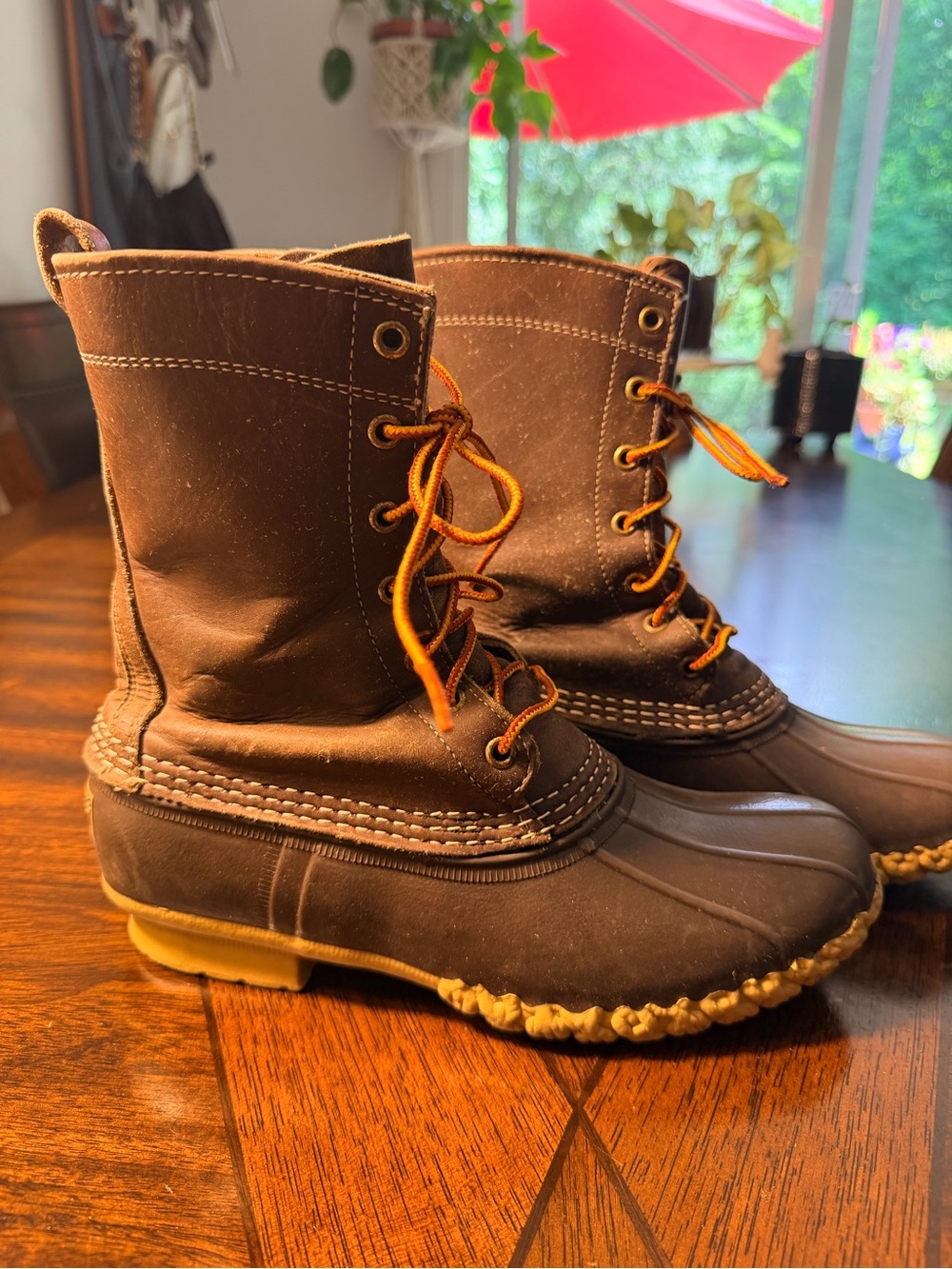 L.L. Bean Brown and Tan Lace-Up Winter/Rain Boots